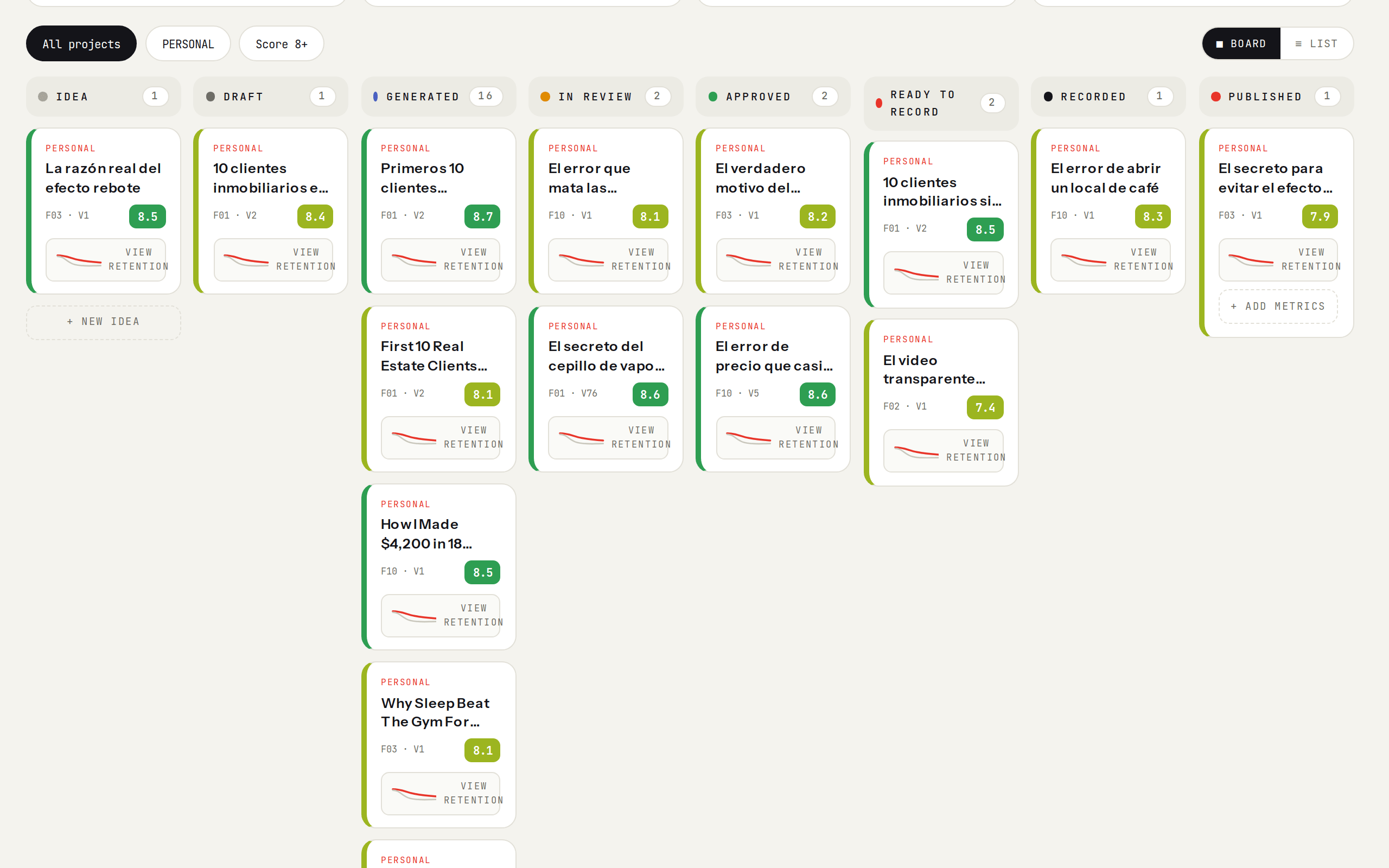 The stage pipeline with scripts moving column to column