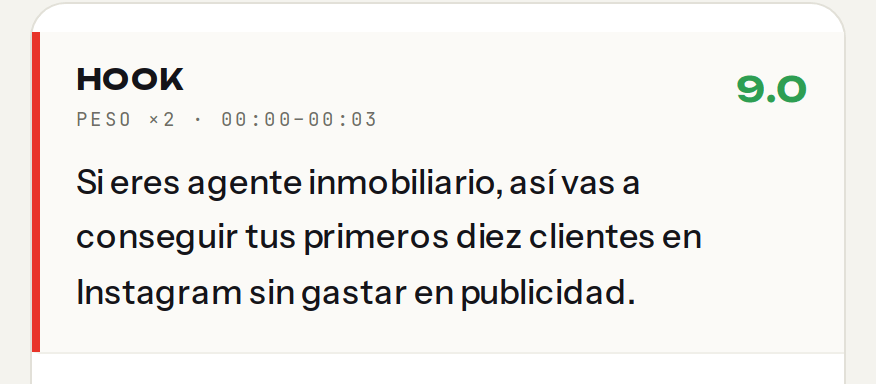 Un bloque del guion en la sala de edición, con su score y su timecode